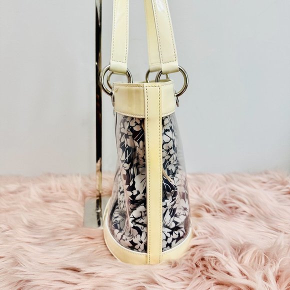 AUTHENTIC BURBERRY FLORAL VINYL AND PATENT LEATHER SHOULDER BAG VINTAGE - Picture 7 of 13